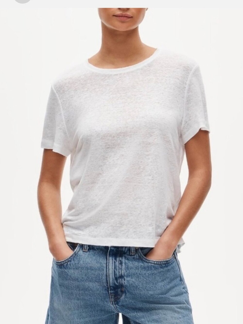 J.Crew white linen relaxed tee XXS By412